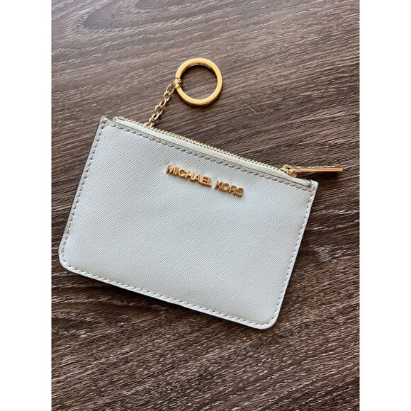 Michael Kors Jet Set Small Top Zip Coin Pouch Id Holder Saffiano Vista Blue - Picture 5 of 6